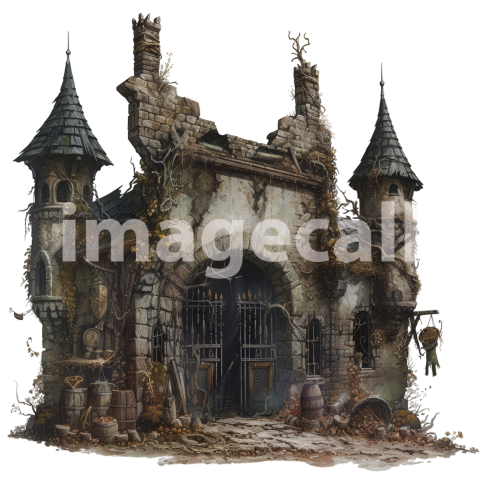 Clipart Fantasy Gothic Dungeon Entrances 2   300dpi
