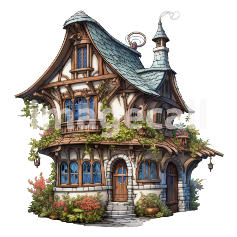 Clipart Art Nouveau Houses 13   300dpi