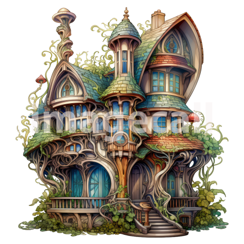 Clipart Art Nouveau Houses 14   300dpi