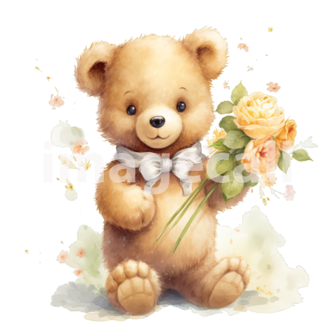 Clipart Flower Bears 20   300dpi