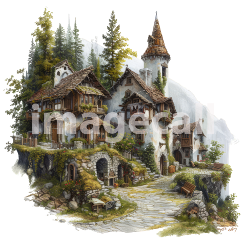 Clipart Medieval Towns 4   300dpi