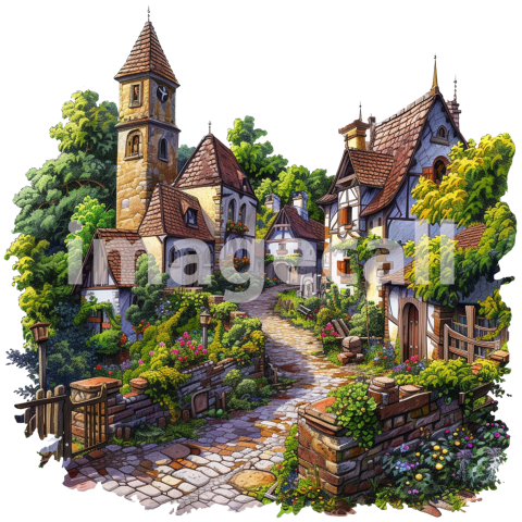 Clipart Medieval Towns 20   300dpi