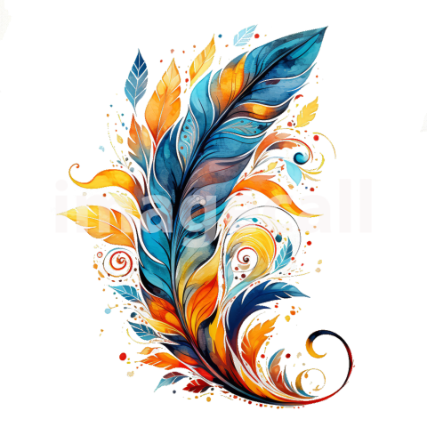Clipart Vibrant Feathers 5   300dpi