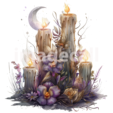 Clipart Moon Candles 10   300dpi