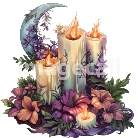 Clipart Moon Candles 9   300dpi