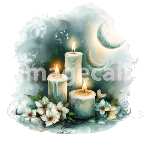 Clipart Moon Candles 11   300dpi