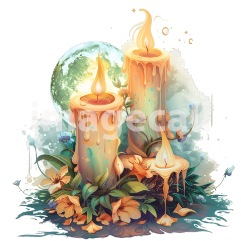 Clipart Moon Candles 15   300dpi