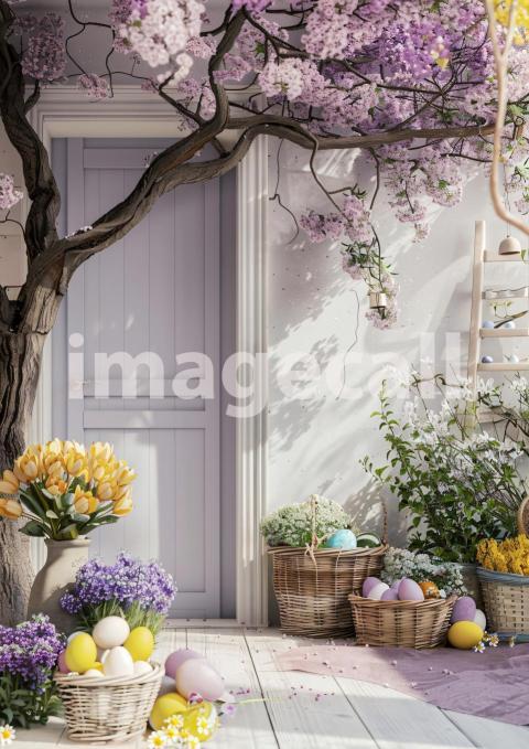 ES0002   Pastel Purple Easter Floral Door (3)