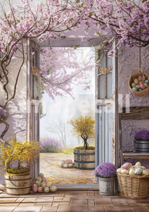 ES0002   Pastel Purple Easter Floral Door (14)
