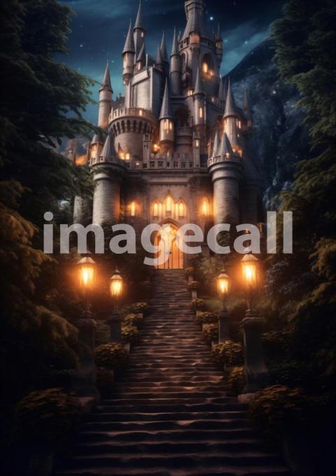 A158 Medieval Castle Entrance at Night   Portrait (1)