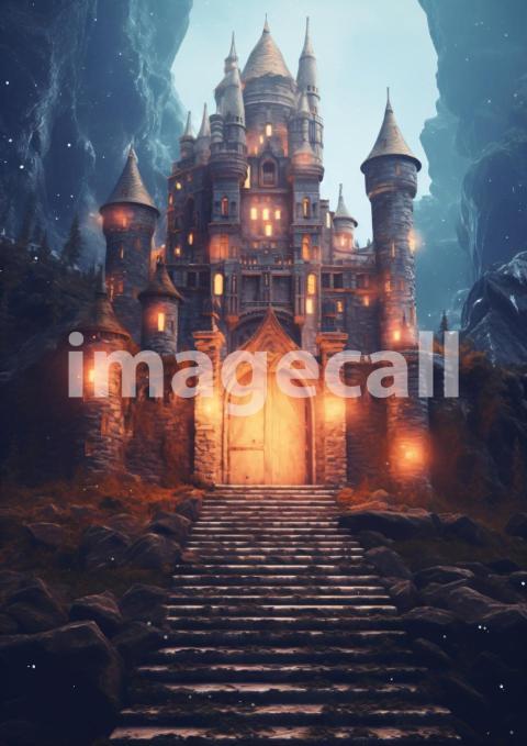 A158 Medieval Castle Entrance at Night   Portrait (2)