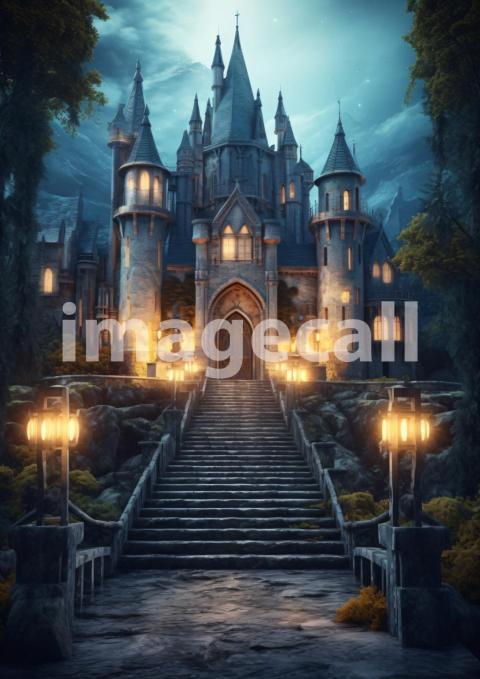 A169 Medieval Castle at Night   Portrait (1)