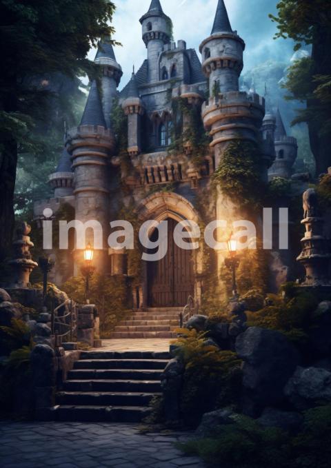 A169 Medieval Castle at Night   Portrait (7)