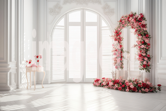 A041WhiteRoomwithRedFlowersBackdrop