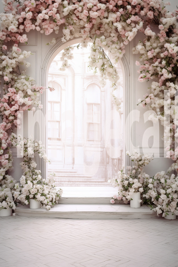 A070 White Room Floral Arch Backdrops (11)