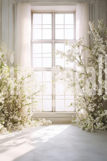 A070 White Room Floral Arch Backdrops (2)