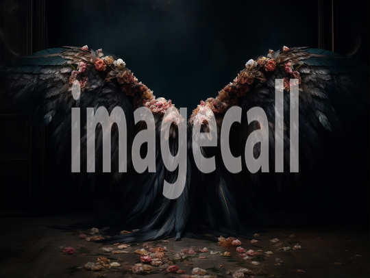 A072 Floral Black Angel Wings Backdrops (1)