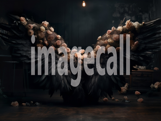 A072 Floral Black Angel Wings Backdrops (10)