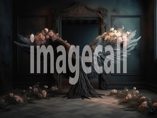 A072 Floral Black Angel Wings Backdrops (11)