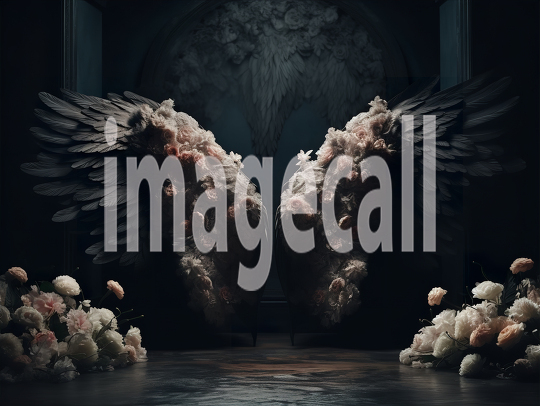 A072 Floral Black Angel Wings Backdrops (12)