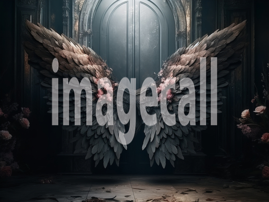A072 Floral Black Angel Wings Backdrops (2)