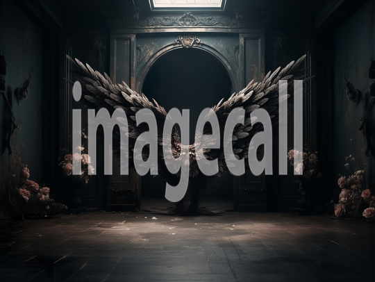 A072 Floral Black Angel Wings Backdrops (3)
