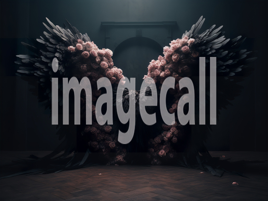 A072 Floral Black Angel Wings Backdrops (6)
