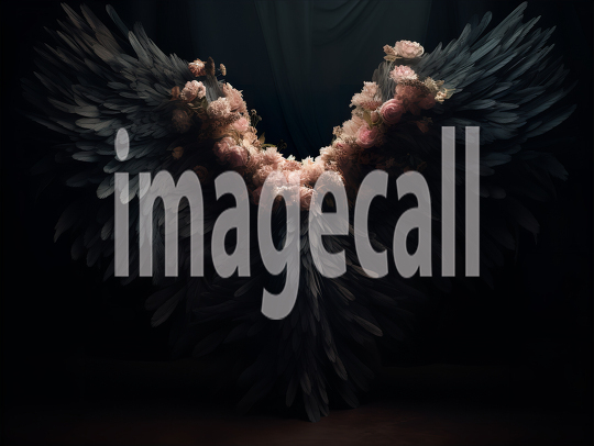 A072 Floral Black Angel Wings Backdrops (8)