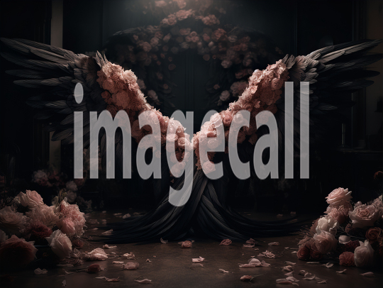 A072 Floral Black Angel Wings Backdrops (9)