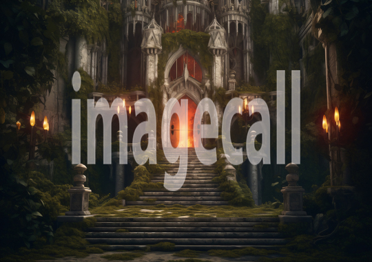 A158 Medieval Castle Entrance at Night - Landscape (1)