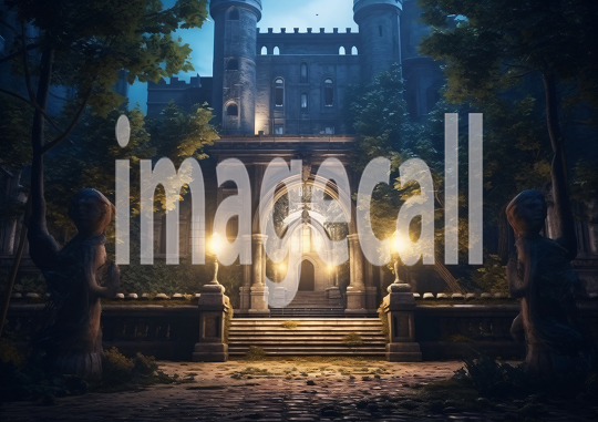 A158 Medieval Castle Entrance at Night - Landscape (11)