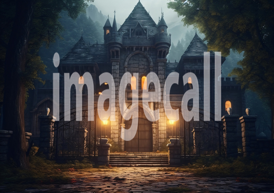 A158 Medieval Castle Entrance at Night - Landscape (5)