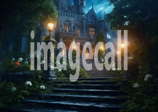 A158 Medieval Castle Entrance at Night - Landscape (6)