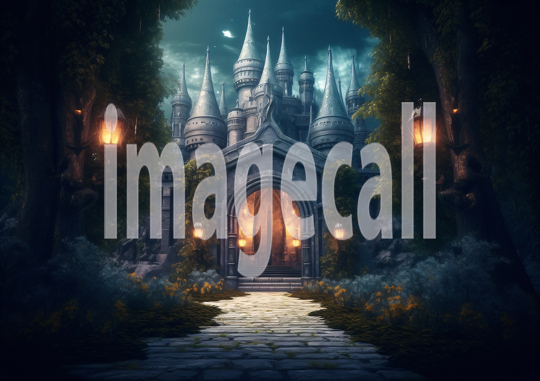 A158 Medieval Castle Entrance at Night - Landscape (8)