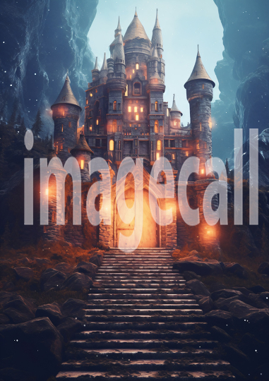 A158 Medieval Castle Entrance at Night - Portrait (2)