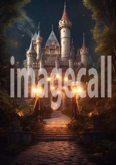 A158 Medieval Castle Entrance at Night - Portrait (4)