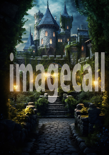 A158 Medieval Castle Entrance at Night - Portrait (6)