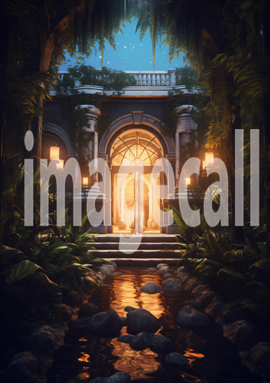 A158 Medieval Castle Entrance at Night - Portrait (8)