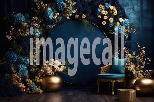 A168 Blue Navy Blue Floral Arch (1)