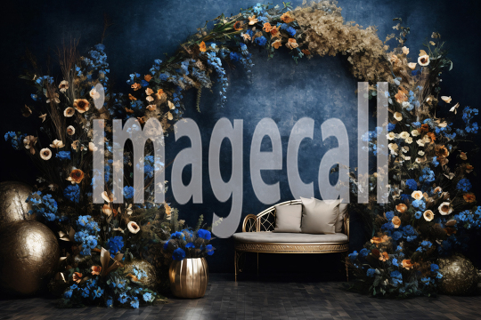 A168 Blue Navy Blue Floral Arch (5)