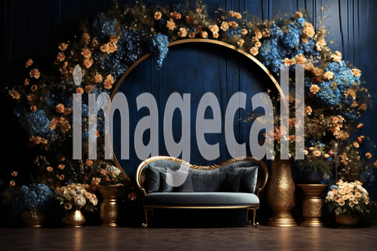 A168 Blue Navy Blue Floral Arch (8)