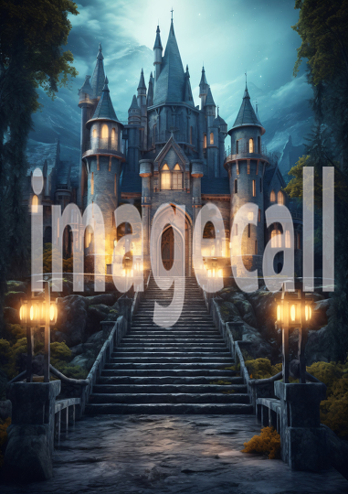 A169 Medieval Castle at Night - Portrait (1)