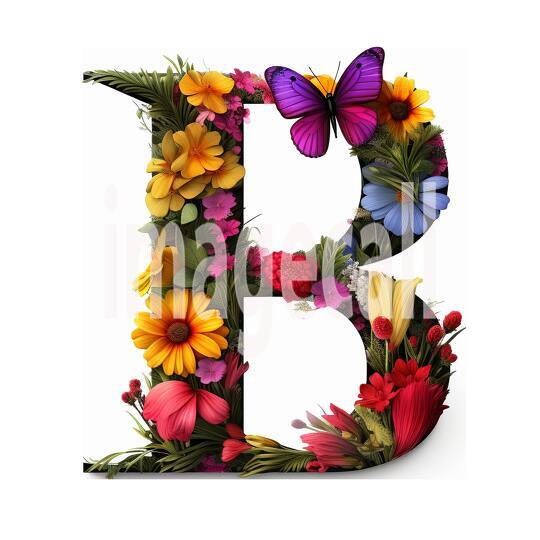 B Clipart Floral Alphabet300dpi