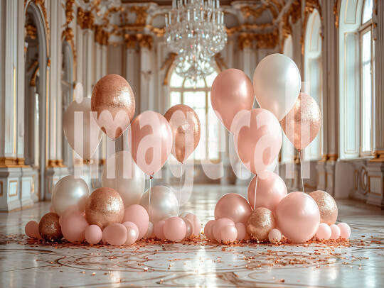 BD0001 - Pink Gold Blue Balloons Backdrop (1)