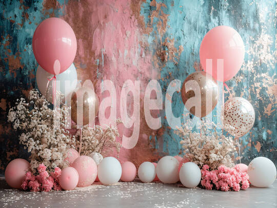 BD0001 - Pink Gold Blue Balloons Backdrop (10)