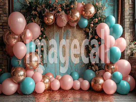 BD0001 - Pink Gold Blue Balloons Backdrop (12)