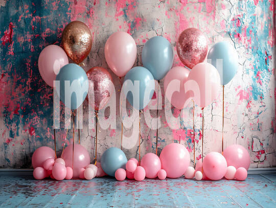 BD0001 - Pink Gold Blue Balloons Backdrop (2)