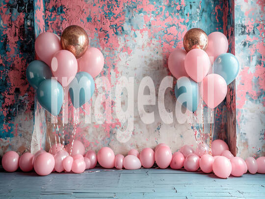 BD0001 - Pink Gold Blue Balloons Backdrop (4)