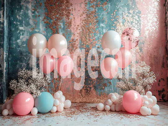 BD0001 - Pink Gold Blue Balloons Backdrop (6)