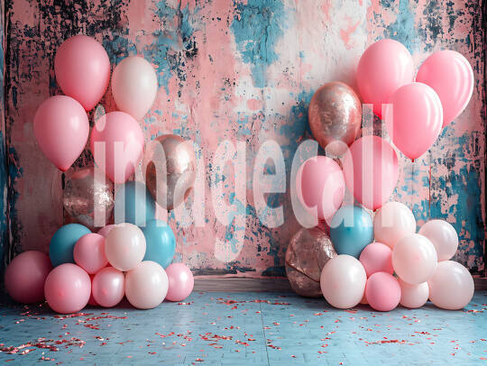 BD0001 - Pink Gold Blue Balloons Backdrop (8)
